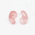 Pair of pink natural stone comma-shaped Magatama beads for DIY jewelry making - Synthetic Watermelon Red