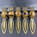 Antique bronze owl bookmark set with yellow tiger eye stone inlay for stationery - Tiger's Eye (Antique Bronze)