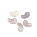 Five natural agate magatama beads in translucent white, grey and striped brown hues - Grey Agate