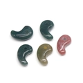 Set of 5 polished natural stone Magatama pendants in assorted mineral colors for jewelry DIY - India Agate