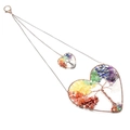 Seven chakra tree of life wire wrapped heart shaped natural stone wall hanging ornament - Multicolor Style A