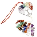 Handmade Tree of Life heart crystal ornament with colorful gemstones and tassel - Heart Tree Of Life (Style D)