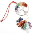 Bohemian Tree of Life crystal hanging ornament with colorful stones and tassels - Circular Border (Style B)