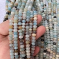 Amazonite abacus gemstone beads in mixed light blue and beige colors for DIY jewelry - 4x6MM / Amazonite
