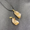 Colgante de cristal amarillo natural con cierre dorado y collar de cuerda negra - Citrino