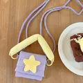 Mini purple quilted crossbody bag with a yellow plush star and woven shoulder strap - Purple Star Crossbody Bag