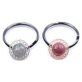 Set d'élastiques à cheveux avec fleurs en argent et or rose serties de cristaux - Agate d'Inde