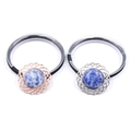 Élastiques à cheveux bohème avec pierres naturelles et motif floral en métal rétro - Sodalite