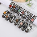 Vintage multi-layer braided leather bracelet featuring natural agate and crystal stones - Random 1pc
