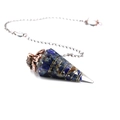 Hexagonal Lapis Lazuli crystal pendulum necklace with gold wire wrap and beads - Lapis Lazuli