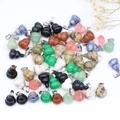 Natural gemstone Wu Lou pendants in various colors like obsidian and aventurine - Random