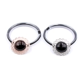 Élastiques à cheveux avec pierres précieuses sombres et cadres en maille or rose et argent - Agate noire