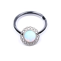 Élastique à cheveux ethnique avec cordelette noire et pierre de cristal bleu sertie d'argent - Opale Synthétique