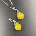 Yellow crystal gemstone pendant with silver witch hat cap and delicate metal chain - Yellow Agate 1Pc