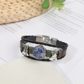 Bracelet vintage multicouche en cuir tressé avec pierre bleue et cloches argentées - Sodalite