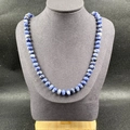 Blue sodalite natural stone rondelle beaded necklace with hand-knotted blue thread - Blue Spot Stone