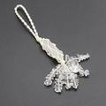 Handmade bohemian white crystal stone pendant with cream woven cotton cord and gemstone tassels - White Crystal