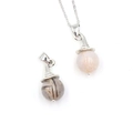 Natural crystal stone witch hat pendants in grey and pink with silver chains - Bamboo Leaf Agate 1pc