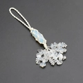 Handmade woven opalite gemstone pendant with white string and tumbled stone tassel decor - Synthetic Opal