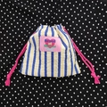 Sacchetto a righe bianche e blu con trama a bolle e dettaglio con coulisse rosa - Strisce Blu e Gialle (5553808013051)