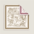 70cm double-sided jungle animal silk scarf with vintage French Toile de Jouy print - Light Coffee Jungle Print (06)