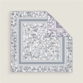 Detail of silk square scarf featuring hand-drawn bamboo pattern and rolled edges - Elegant Gray Purple (10)
