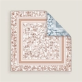 Reversible 70cm square scarf with bamboo leaf print in brown and grey blue tones - Retro Brown Blue (11)