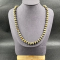 Dalmatian Jasper natural stone beaded necklace with black spotted abacus beads - Dalmatian Jasper