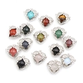 Collection of angel wing heart pendants with assorted polished gemstones and silver frames - Mixed Random
