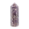 Sechseckige Harzsäule gefüllt mit natürlichen lila Amethyst-Kristallsplittern - Amethyst