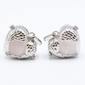 Collier médaillon ailes d'ange avec pendentif coeur en quartz rose et argent - Quartz rose