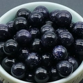 Polished 8mm blue goldstone round beads with starry glitter effect for jewelry DIY - Blue Goldstone