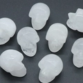 Hand-carved opalite crystal skull set in translucent white finish for Halloween - White Crystal