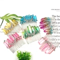 Wicca moon hair comb with raw rainbow crystals and silver-plated wire-wrapped teeth - Random
