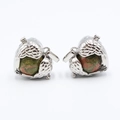 Silver angel wing cage pendant with green unakite stone ball for women necklaces - Unakite