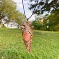 Collier pendentif en pointe de flèche avec cristal rose et bordure dorée - Style Pointe de Flèche Marron Blanc Marbré (Style C)