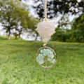Rosa Quarz Herz Anhänger mit Lebensbaum-Amulett und grünen Aventurin-Akzenten - Grüner Aventurin