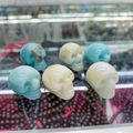 Mini natural semi-precious crystal skulls in blue and turquoise carved stone - Amazonite