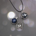 Silberne Lebensbaum-Käfig-Halskette mit blauem Lapislazuli-Stein und schwarzer Kordel - Lapislazuli