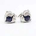 Silver angel wings locket necklace with deep blue round gemstone ball interior - Lapis Lazuli