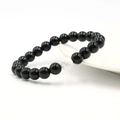 Pulsera de cuentas de ónix negro 8mm con turquesa blanca para parejas pack - Obsidiana natural