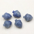 Cinq pendentifs gland en pierre naturelle bleu-gris avec texture de calotte précise - Aventurine Bleue