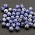 Polished 10mm round natural blue sodalite stone beads with marble texture finish - Sodalite