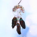 Tree of Life heart dreamcatcher hanging with colorful crystals and iridescent feathers - Multicolor Style A