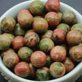Standard 8mm polished unakite natural stone round beads for DIY jewelry making - Unakite