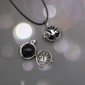 Lebensbaum Käfig-Halskette in Silber mit dunkelblauer Glitzerperle und Schnur - Blausandstein (Synthetisch)