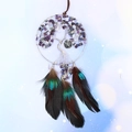 Tree of Life dreamcatcher with purple crystal stones and brown feathers pendant - Multicolor Style B