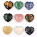 Lot de pierres naturelles de 25 mm en forme de cœur, cristaux polis multicolores - 1pc Aléatoire