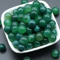 Polished green striped agate 12mm round beads for DIY jewelry making in a white bowl - Green Agate