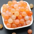 Set of 12mm orange carnelian crystal beads with polished finish for DIY jewelry - Natural Red Agate
